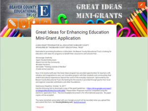 Screen Shot of Mini-Grant Google Form