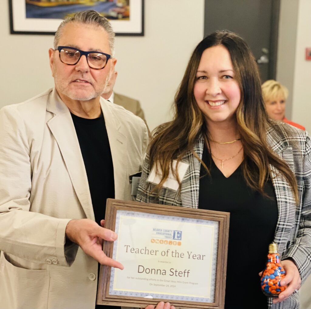 Teacher of the Year - Donna Steff and BCET President-Elect Joe Rubino